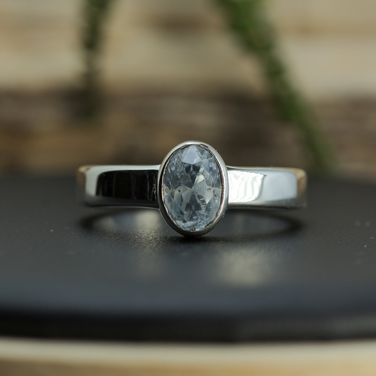 IGE Certified 1.22 ct Oval Aquamarine Bezel Ring | 925 Silver