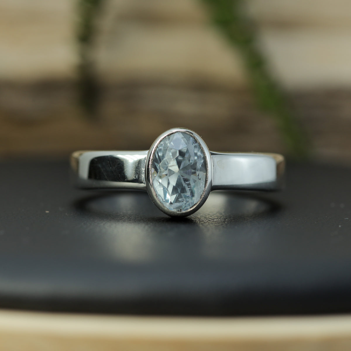 IGE Certified 1.22 ct Oval Aquamarine Bezel Ring | 925 Silver