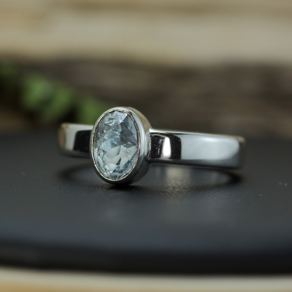 IGE Certified 1.22 ct Oval Aquamarine Bezel Ring | 925 Silver