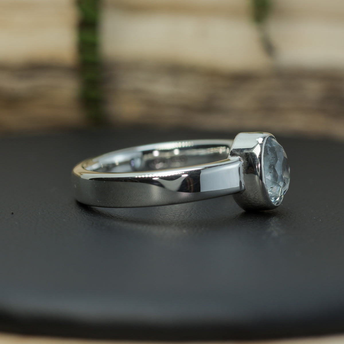 IGE Certified 1.22 ct Oval Aquamarine Bezel Ring | 925 Silver