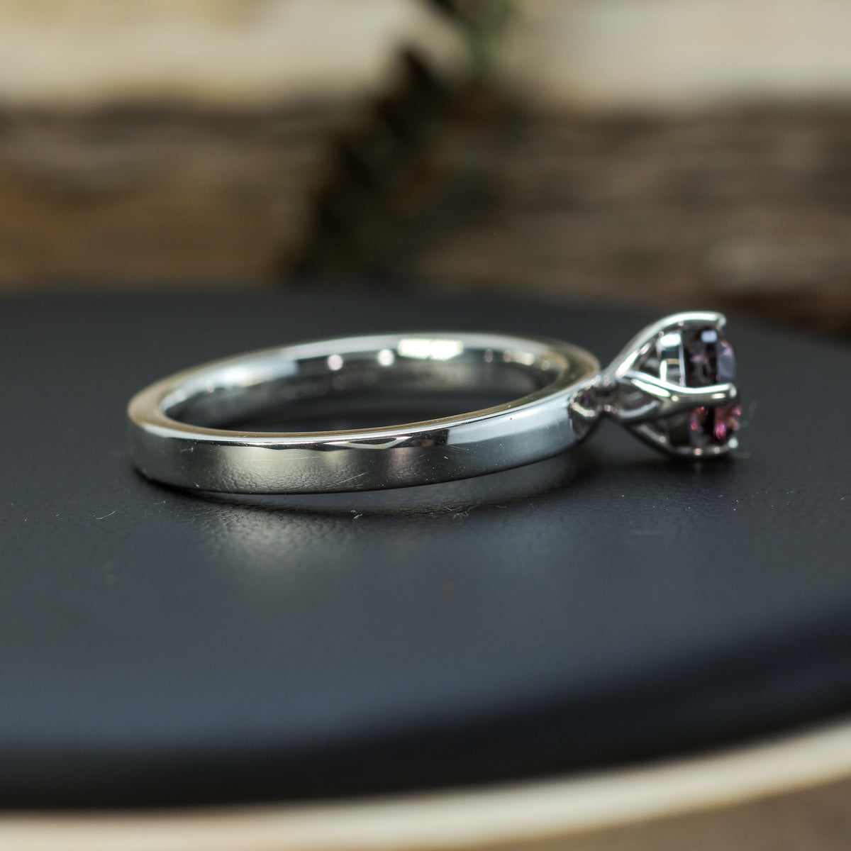 Studio-Cut Fantasy Oval Pinkish-Purple Spinel Silver Ring | Untreated / Certified Gemstone.