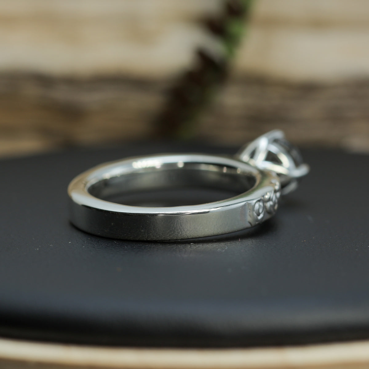 Hand-Cut Oval Peach Tourmaline Solitaire | Heavy Floral Band