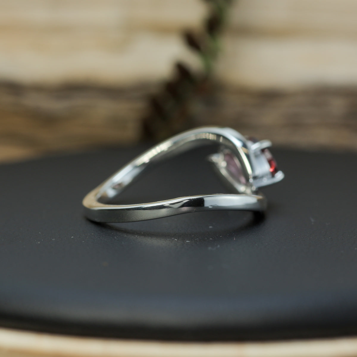 Oval Purplish-Pink Spinel Bypass Tulip Ring. Untreated / Certified Gemstone.