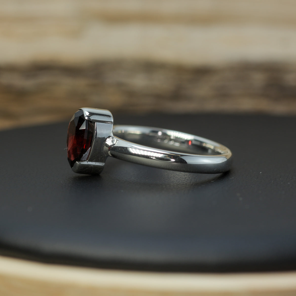 Untreated / Certified Gemstone. Precision Fantasy Pear Rhodolite Garnet Silver Ring