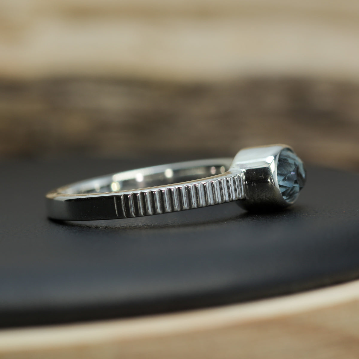 Natural Studio-Cut Oval Aquamarine Bezel Solitaire | Untreated / Certified Gemstone.