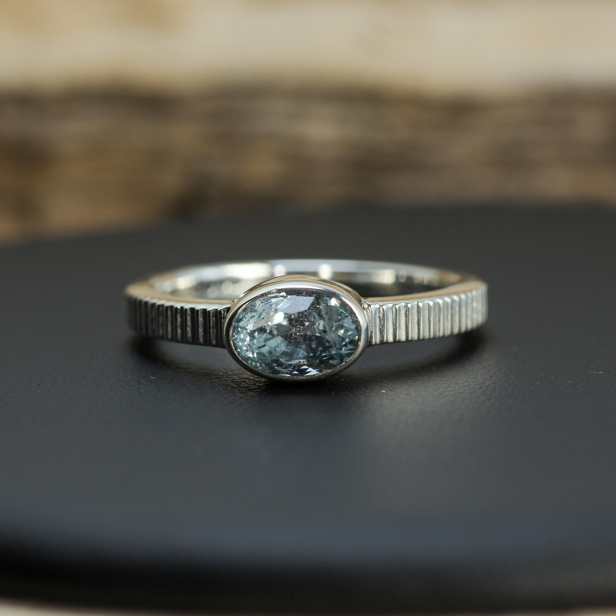 Natural Studio-Cut Oval Aquamarine Bezel Solitaire | Untreated / Certified Gemstone.