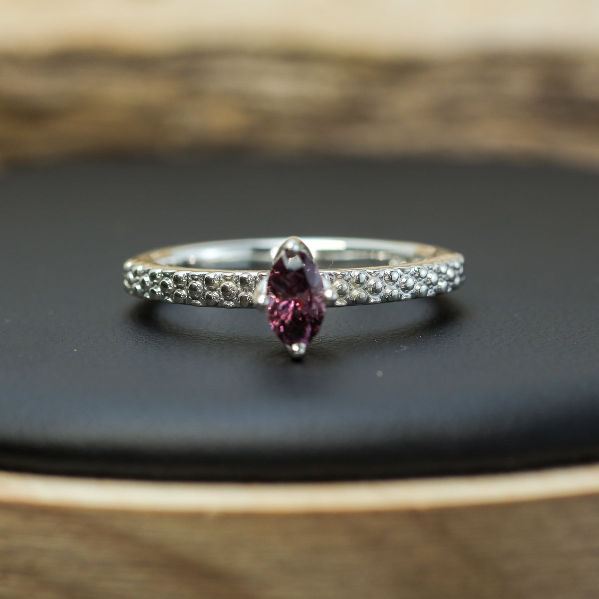 Studio-Cut Purplish Pink Spinel Solitaire Ring | Untreated / Certified Gemstone.