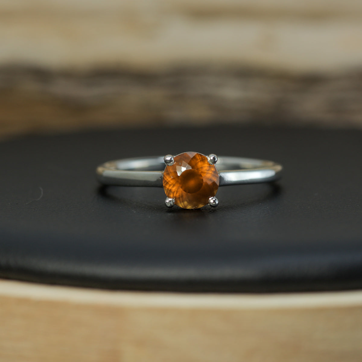 1.00 ct Hessonite Garnet Cathedral Solitaire Ring in 925 Sterling Silver