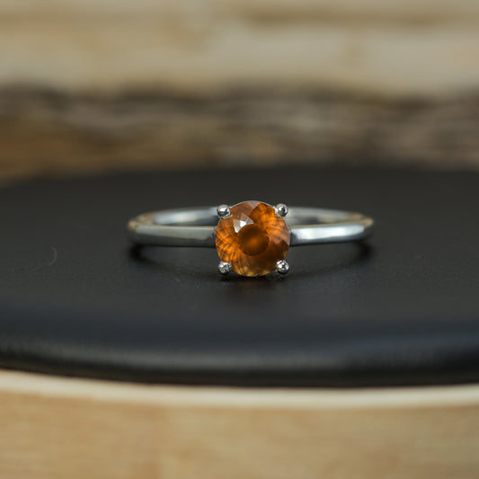 1.00 ct Hessonite Garnet Cathedral Solitaire Ring in 925 Sterling Silver
