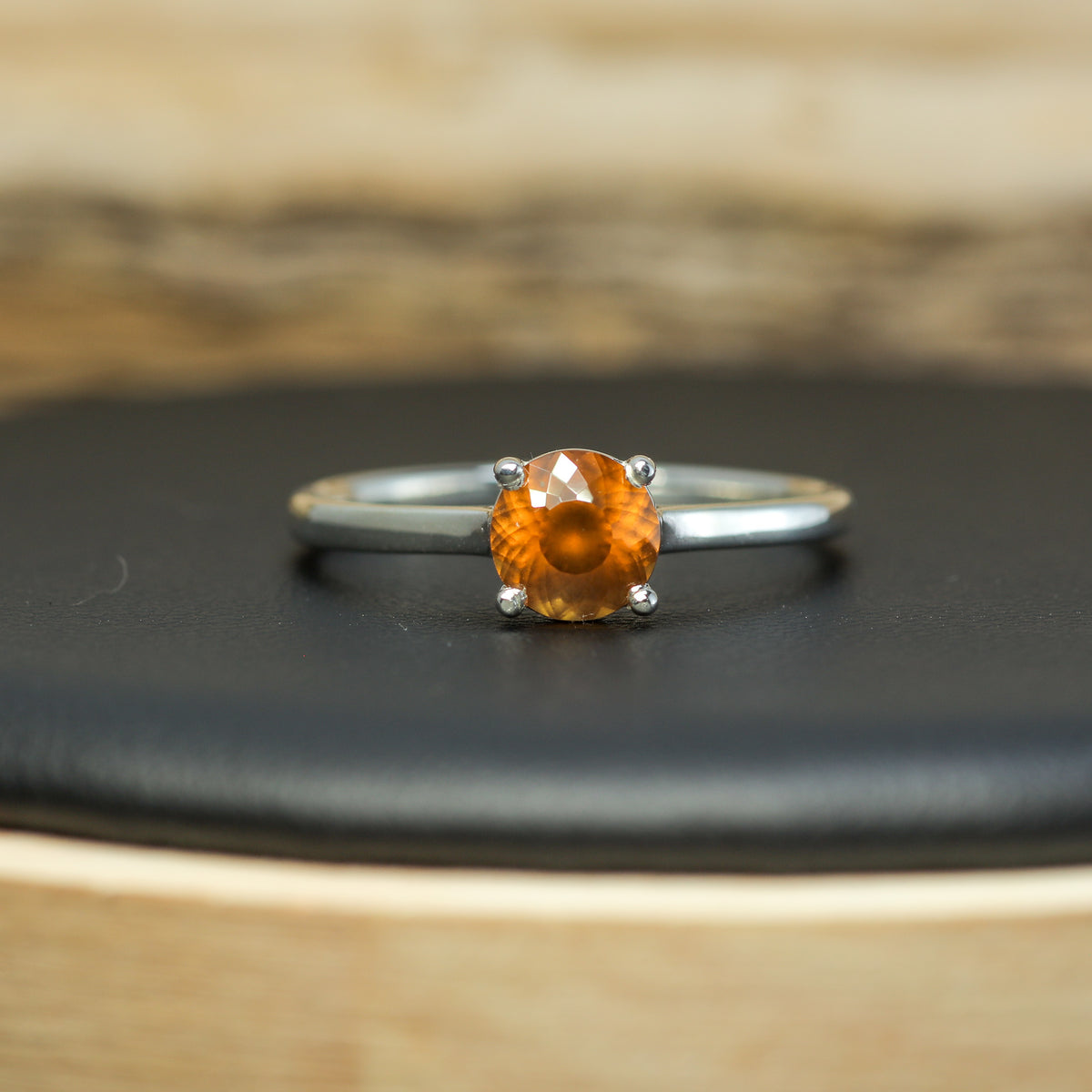 1.00 ct Hessonite Garnet Cathedral Solitaire Ring in 925 Sterling Silver