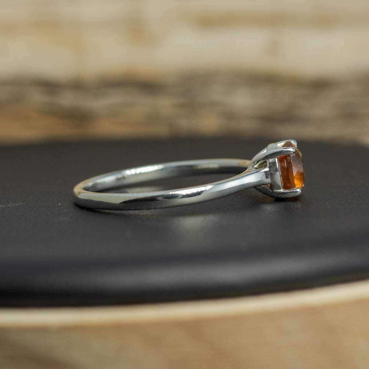 1.00 ct Hessonite Garnet Cathedral Solitaire Ring in 925 Sterling Silver