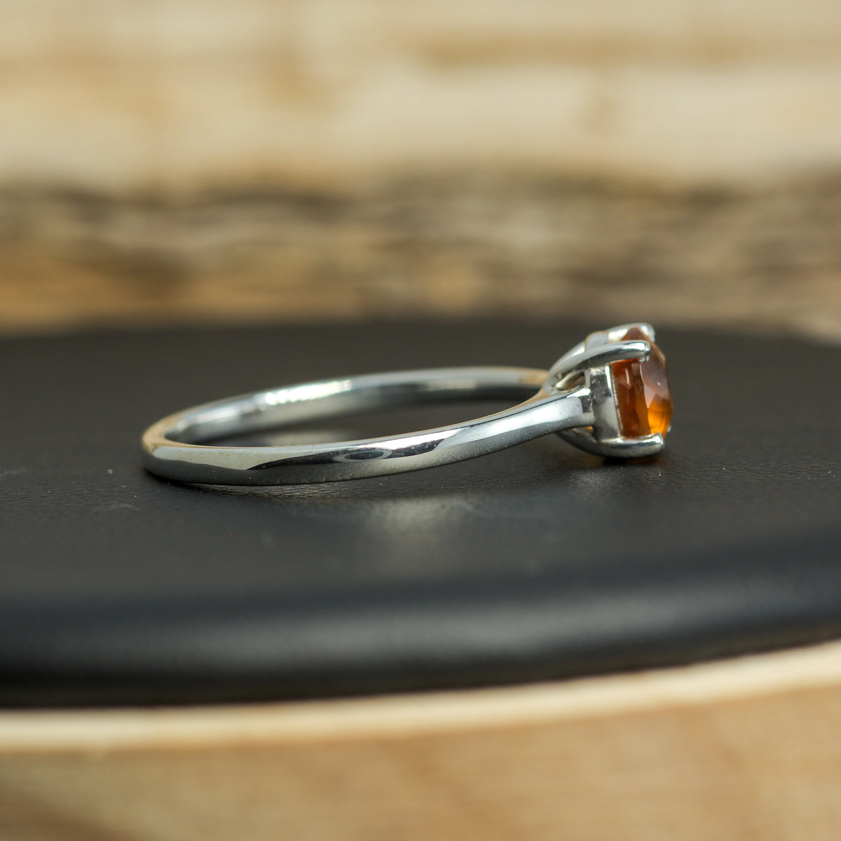 1.00 ct Hessonite Garnet Cathedral Solitaire Ring in 925 Sterling Silver