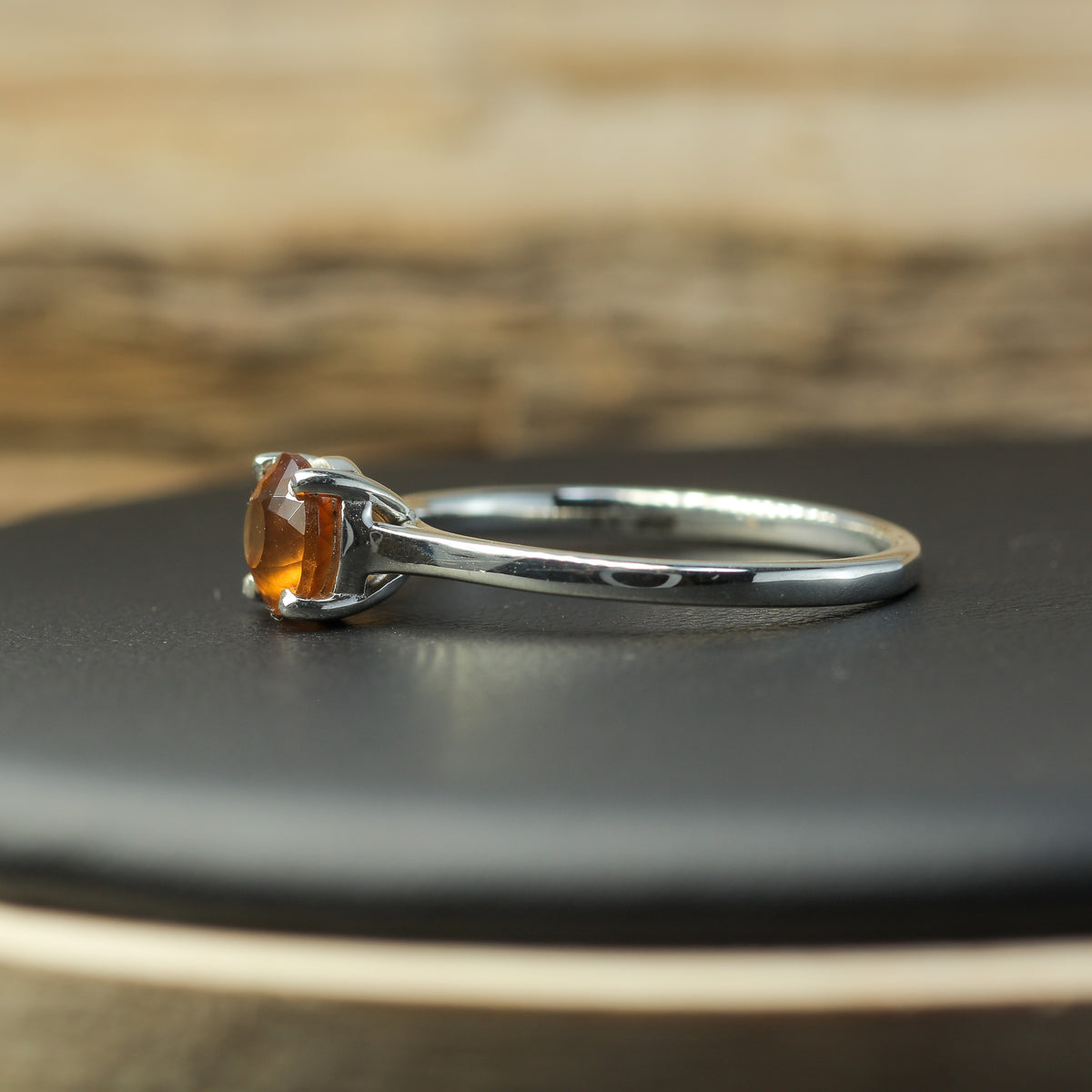 1.00 ct Hessonite Garnet Cathedral Solitaire Ring in 925 Sterling Silver