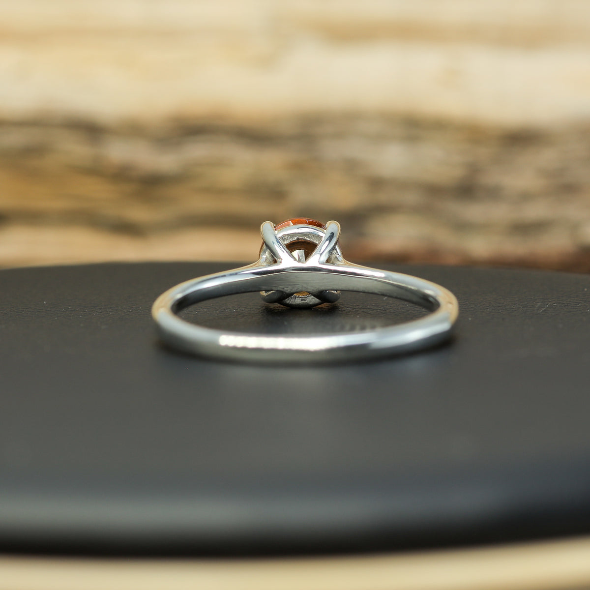 1.00 ct Hessonite Garnet Cathedral Solitaire Ring in 925 Sterling Silver