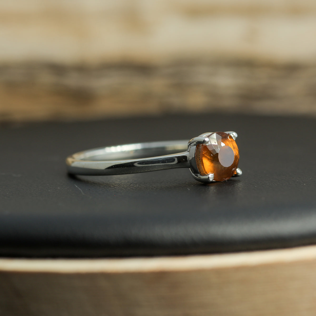 1.00 ct Hessonite Garnet Cathedral Solitaire Ring in 925 Sterling Silver