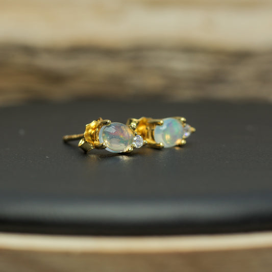 Aura Ethiopian Opal Stud Earrings – Hand-Selected Natural Opals in Gold-Plated 925 Sterling Silver