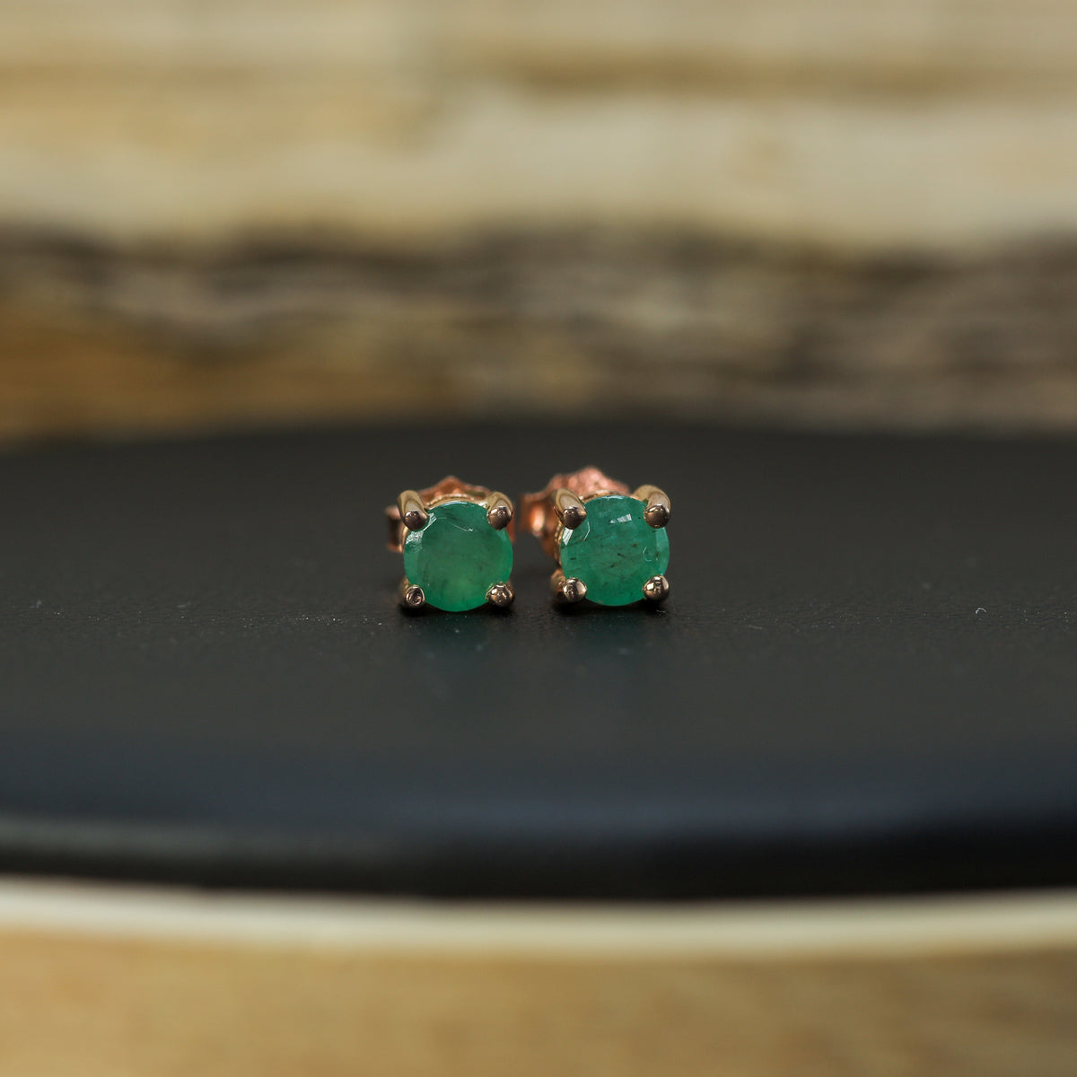 Verdant Natural Emerald Stud Earrings – 925 Sterling Silver