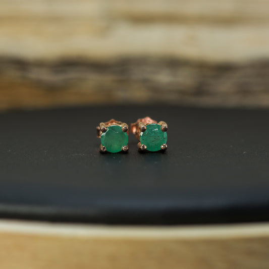 Verdant Natural Emerald Stud Earrings – 925 Sterling Silver