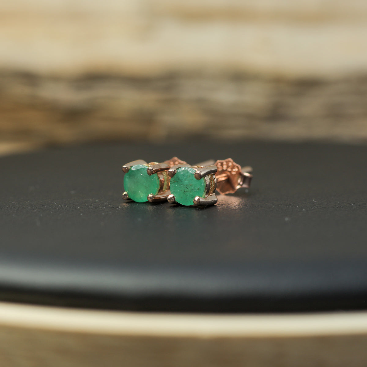 Verdant Natural Emerald Stud Earrings – 925 Sterling Silver