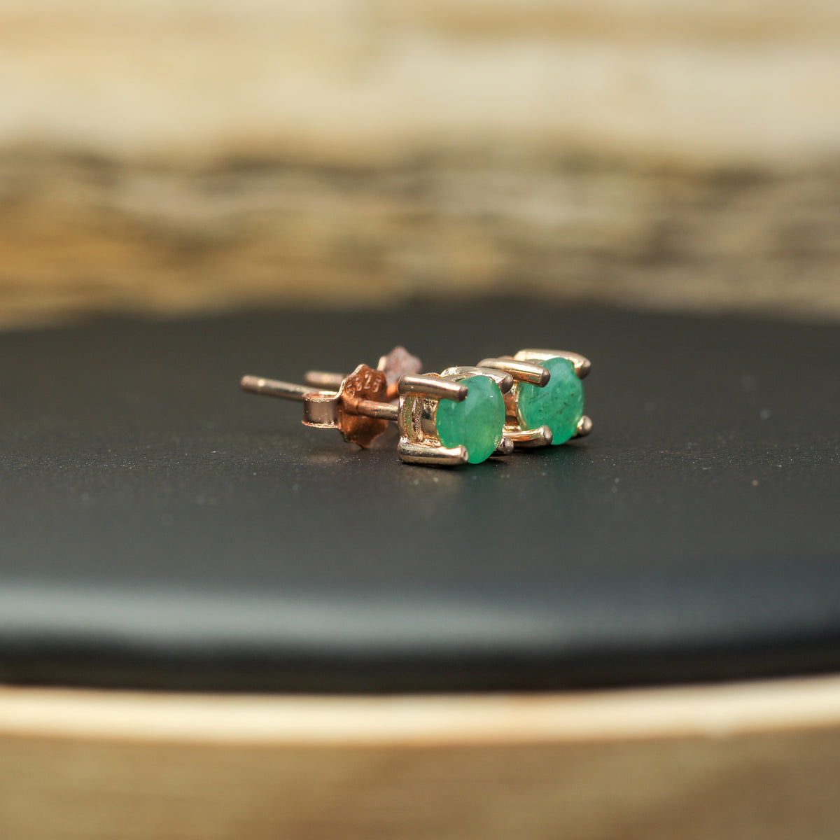 Verdant Natural Emerald Stud Earrings – 925 Sterling Silver