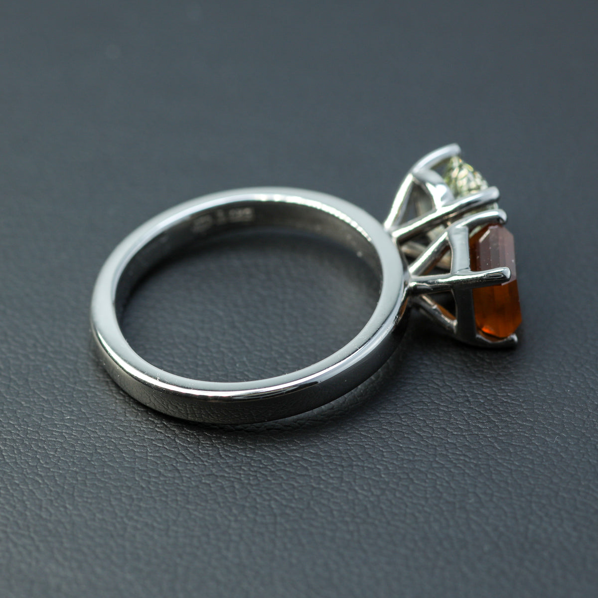 Studio-Cut Heliodor & Hessonite Garnet "Toi et Moi" Ring in Rhodium-Plated 925 Silver