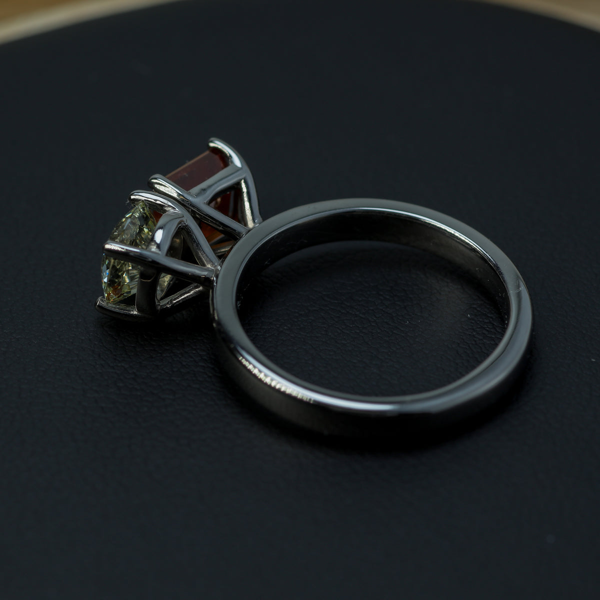 Studio-Cut Heliodor & Hessonite Garnet "Toi et Moi" Ring in Rhodium-Plated 925 Silver