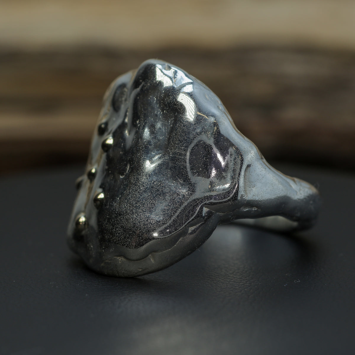 "Raw Melt" Sculptural 925 Silver Signet with 10ct Gold Accents (21g)
