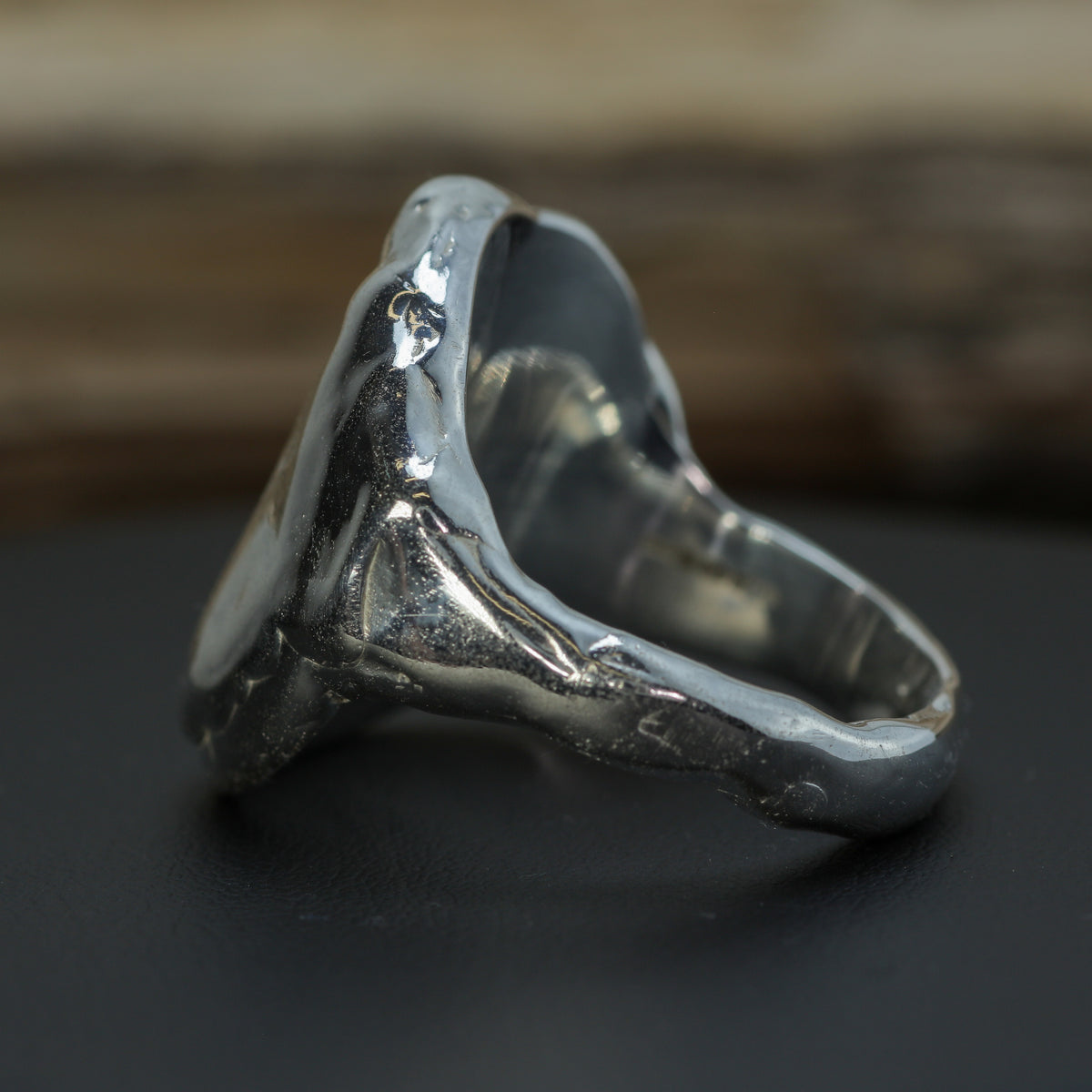 "Raw Melt" Sculptural 925 Silver Signet with 10ct Gold Accents (21g)