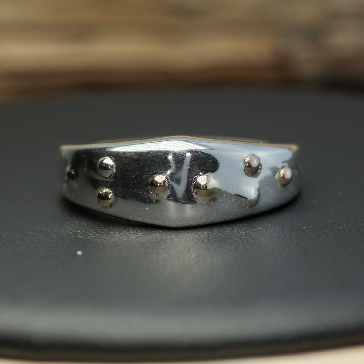 Tri-Gold Granulated 925 Silver Signet Ring (11.7g)