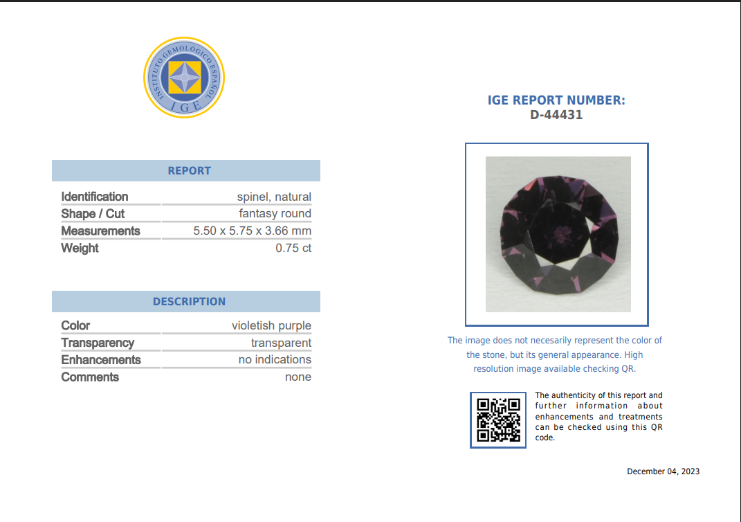 Bespoke Natural Violetish Purple Spinel Solitaire Ring